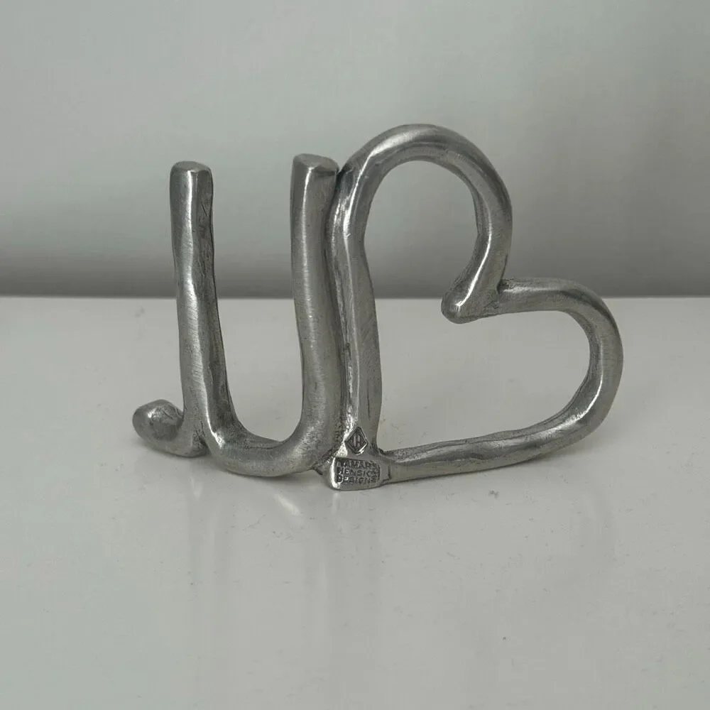 Tamar Mensios Studio Pewter Heart U Ring Holder Hand Made Signed Jewelry Gift